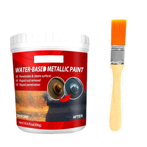 INHLUGLK Rust Removal Converter Metallic Paint, Rust Remover for Metal, Rust Converter for Metal, Multi-Functional Universal Rust Converter Gel with Brush for Metallic Car Paint (300ml 1pcs)