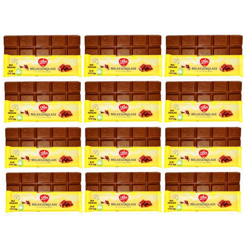 BANRIN Freia Norwegian Milk Chocolate Bars, 12-Pack, 60g, Individually Wrapped, Rich, Decadent, Smooth Melt-in-Your-Mouth