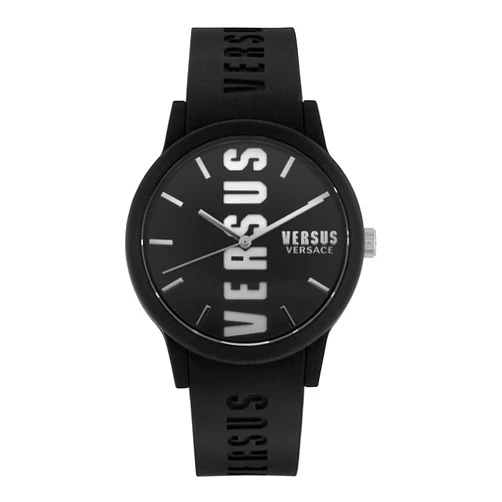 Versus Versace Mens Barbes Fashion Watch with Versus Branding. Adjustable Water-Proof Silicone Strap. Includes Travel Gift Pouch.