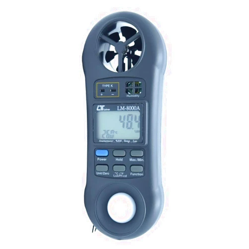 INSTRUKART 4 in 1 Digital Tester (Anemometer, Hygrometer, Thermometer, and Light Meter) for Clean Rooms, Air Velocity and Balancing, Pharmaceutical Industry, Data Centre | Model: LM-8000A