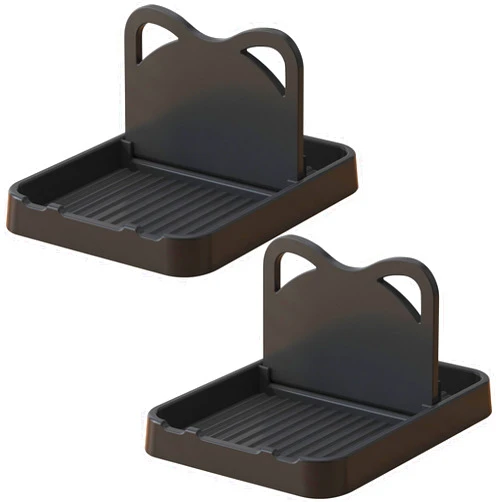 H&W 2Pcs Spoon Rest with Lid Holder,Foldable Spoon Holder for Kitchen Counter,Cat Pot Lid Holder for Spoons,Pot Lids,Spatulas,Utensils,Forks(2pcs Black)