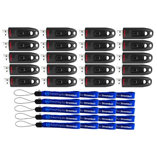 Everything But Stromboli SanDisk 32GB 20 Pack Flash Drives Ultra 3.0 USB Drives for Laptop and Computer - High Performance Thumb Drives (SDCZ48-032G-U46) Pen Drive Bulk Pack Bundle with (20) Everything But Stromboli Lanyards
