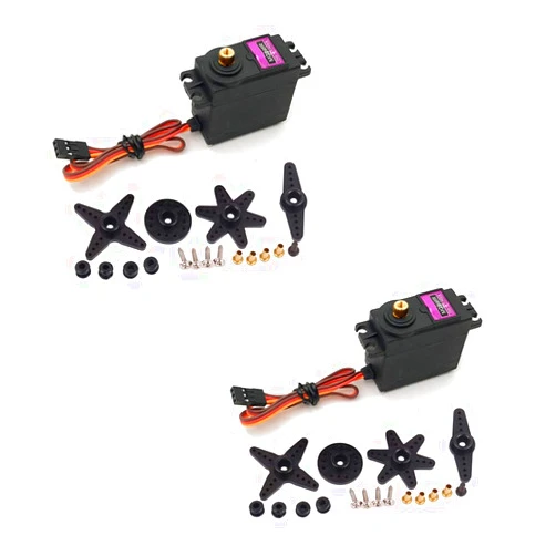 Treedix 2 pcs MG996R Servo Motor Metal Gear High-Torque Servo Motor for Smart Car Robot Boat RC Helicopter Mechanical arm Fittings(Control Angle 360)
