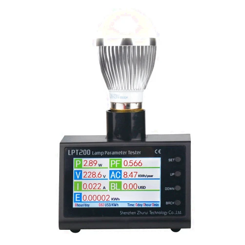 Zhurui AC LCD TFT Power Meter watt/Energy Meter/Voltmeter Ammeter Plug/Socket metering/led Tester/Electrical Tester/with E14/E27 Adaptor/ T8 Tube line/ 10A /110v/220v/ 2500W