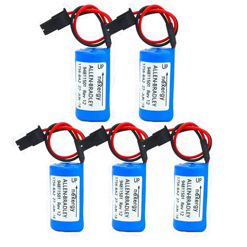WELLVEUS Nincrane WELLVEUS 1756-BA2 3.0V PLC Battery Replacement for Allen Bradley 1756-BA2 BR2/3A-AB 1745-B1(Pack of 5)