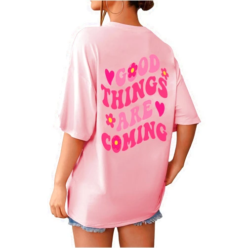 SOLY HUX Women's Graphic Oversized Tees Letter Print Summer Tops Vintage Half Sleeve Loose Casual T Shirts