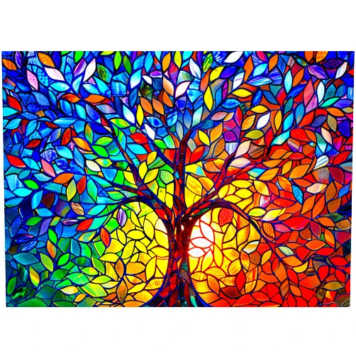 Bgraamiens Puzzle Stained Glass Puzzle The World Tree Puzzle for Adults 1000 Pieces, Impossible Hard Difficult Challenging Puzzles for Adults, Colorful Mosaic Tree of Life Jigsaw Puzzle 1000 Pieces