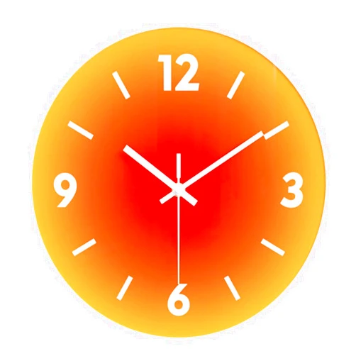 YTAONS 12 in Modern Wall Clock, Silent Glass Clock, Decorative Wall Clocks for Living Room Kitchen Office Bedroom (Orange)