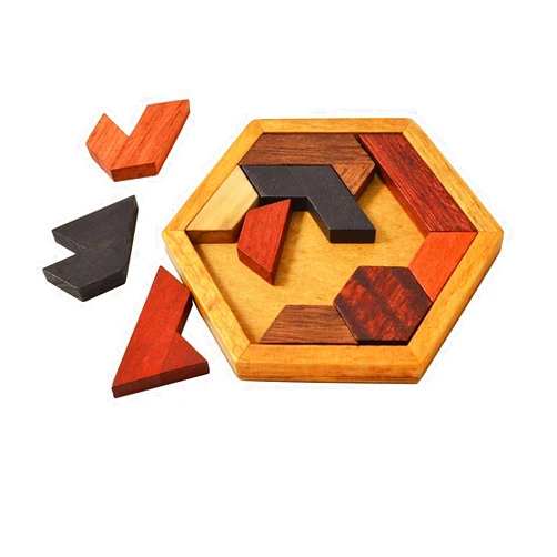 Kingzhuo Hexagon Tangram Puzzle Wooden Puzzle for Children and Adults Challenging Puzzles Wooden Brain Teasers Puzzle for Adults Puzzles Games Family Portable Puzzles Brain Games Tangrams for Adults