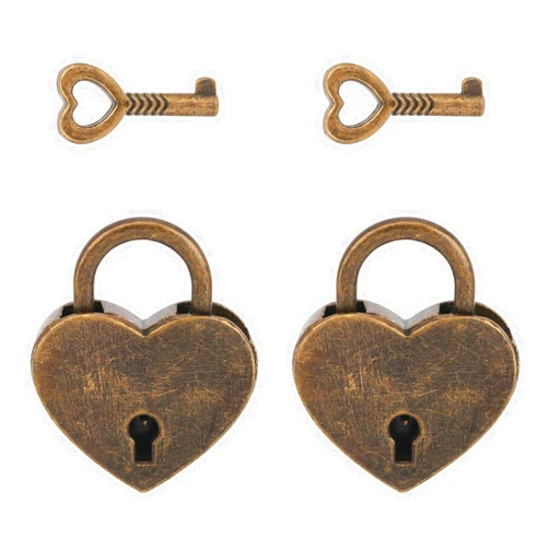 VerRich 2Pcs Bronze Heart Shaped Padlock,VerRich Mini Vintage Locks with Key for Handbag,Jewelry Box, Storage Box, Diary Book