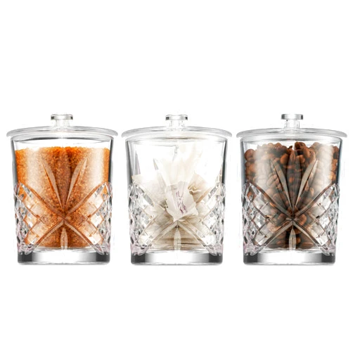 Godinger Storage Jars with Lids Set, Canister Set, Apothecary Jars, Candy Jar, Coffee Canister, Qtip Holder, Bathroom Accessories, Kitchen Accessories, Shatterproof Acrylic - 11oz., Set of 3