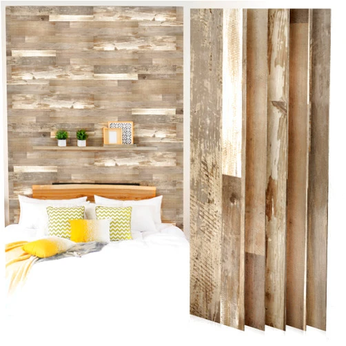 FIVE DIAMOND Accent Wall Planks, Peel and Stick, Accent Wall in a Box, Strong Adhesive, Light Weight, Removable, Easy DIY Install, Beautiful Accent Wall, Wainscot, Backsplash (Reclaimed-Barnwood)