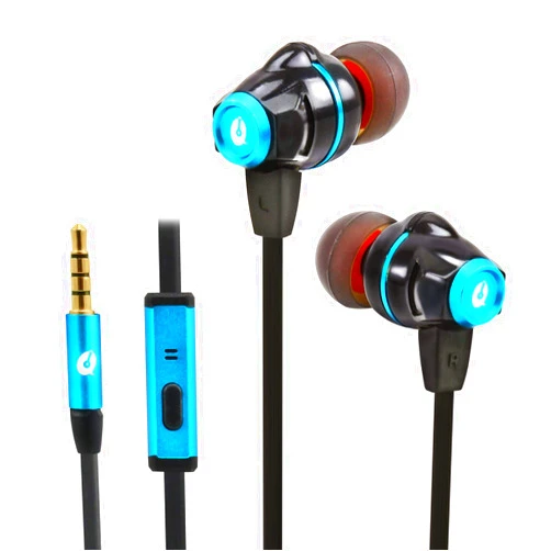 ALTEAM Dual Drivers Hybrid Earphone with Mic Hi-Res in-Ear Headphone with High Resolution, Stereo Sound Dynamic Balance Armature, 3.5mm Tangle Free Flat Noodle Cable for Cellphones/PC/Tablet - Blue
