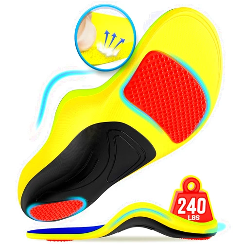 NEUPU 240+lbs Plantar Fasciitis Insoles Men Women, 100% Memory Foam Comfort Heavy Duty High Arch Support Inserts for Pain Relief Absorb Shock, Work Boot Shoe Insoles Orthotic for Flat Feet, Foot Pain