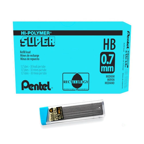 Pentel Super Hi-Polymer Lead Refill, (0.7mm) Medium, HB, 360 Pieces of Lead (C27-HB)
