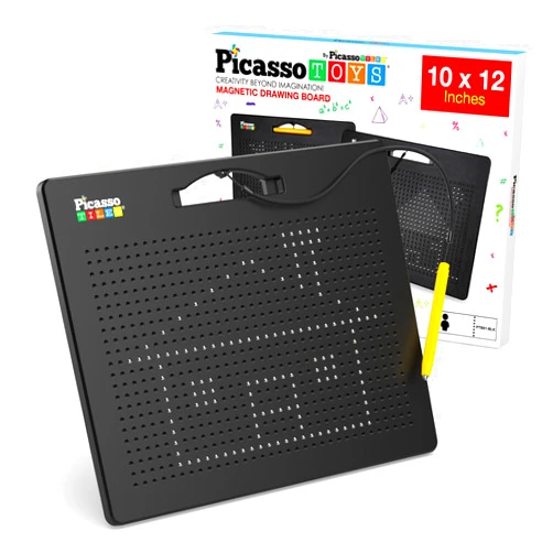 PicassoTiles Picasso Toys Magnetic Drawing Board 12x10 inch Large 748 Bead Magnet Tablet Pad Erasable Reusable Writing Playboard STEM Toys Educational Playset Open-Ended Learning Kit Child Brain Development PTB01