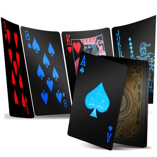 INTEGEAR 2 Decks Plastic Playing Cards, Premium Plastic Waterproof Black Playing Poker Cards Professional Luxury Deck of Cards for Adults