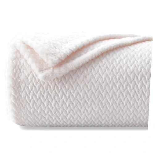 NEWCOSPLAY Super Soft Throw Blanket Ivory Premium Silky Flannel Fleece Leaves Pattern Lightweight Bed Blanket All Season Use (Ivory, Throw(40