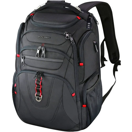 KROSER TSA Friendly Travel Laptop Backpack 17.3 inch XL Computer Backpack Water-Repellent College Daypack Business Backpack with RFID Pockets & USB Port for Men/Women-Black