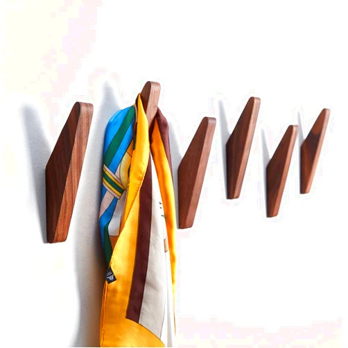 LONANGG Wood Wall Hooks, 6 Pack Black Walnut Coat Hooks Minimalist Design Heavy Duty Robe Hook Wall Mounted Rustic Wooden Hooks Clothes Hanger Hat Rack Hooks for Hanging Bathroom Towels.