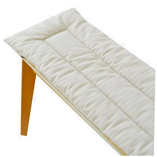YUURO Outdoor Indoor Long Rectangle Bench Cushion with Ties,2 3Seater Chair Seat Cushion Metal Wooden Furniture Cushion,Cotton Garden Swing Loveseat Cushion (Beige,12x24inch)