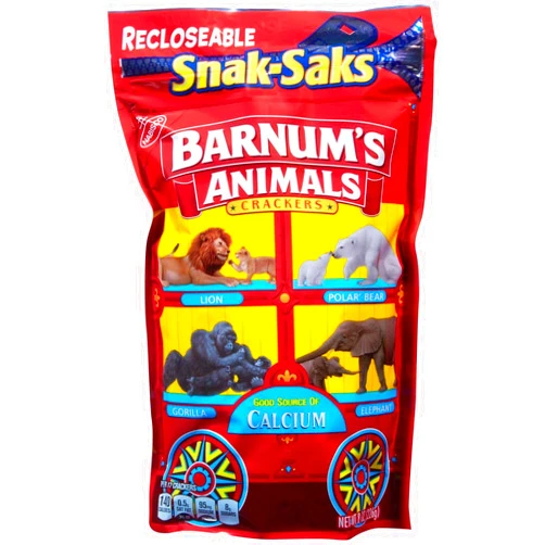 FQQF Barnum Animal Crackers Snak-Saks, 8 oz
