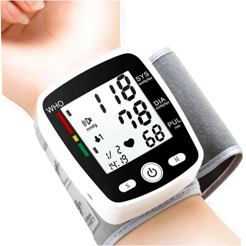 PEAKME Blood Pressure Monitor Adjustable Wrist Blood Pressure Cuff 2 x 99 Readings Digital Rechargeable Blood Pressure Machine with Voice Broadcasting with Carrying Case for Home Use, Small, Black