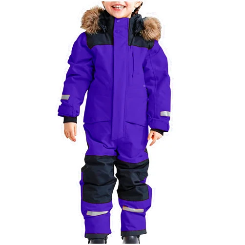 TIMIFIS Kids One Piece Snowsuit Waterproof Colorful Ski Suits Jackets Girls Boys Snowboarding Coveralls Coats with Pocket