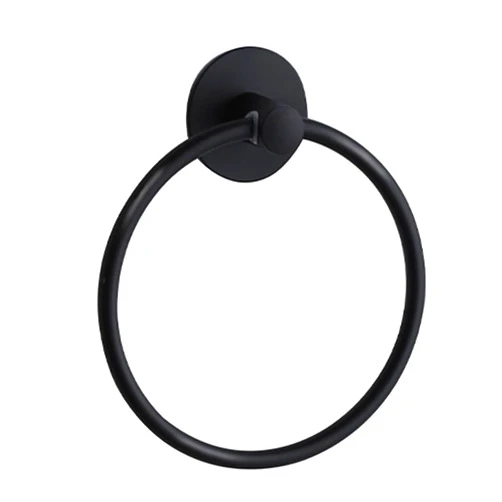 Besteffie Adhesive Towel Ring Self Adhesive Hand Towel Ring Stainless Steel Rustproof Bathroom Towel Holder Wall Mount SUS 304 Stainless Steel Matte Black,Bathroom Hand Towel Holder