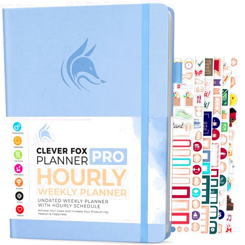Clever Fox Planner PRO Schedule – Undated Weekly & Monthly Life Planner with Time Slots, Appointment Book & Daily Organizer, A4 (Periwinkle)