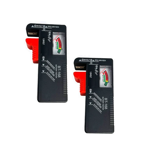 ZUFECY Battery Tester Checker, Universal Small Battery Tester for AAA AA C D 9V 1.5V, Button Cell Batteries Checker - Small Volt Checker for All Batteries - 2 Pack