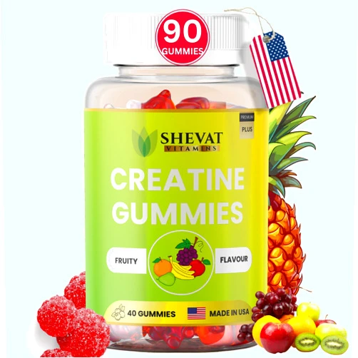 SHEVAT VITAMINS Premium Creatine Gummies for Men & Women – Supports Muscle Growth, Recovery & Performance – 40 Chewable Gummies with Fast Absorption & No Melting Formula