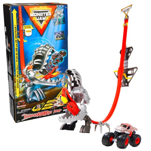 Monster Jam ThunderROARus Drop Playset with Exclusive Monster Truck, Over 6 Feet Tall, Lights & Sounds, Kids Dinosaur Toys for Boys and Girls Ages 4 and Up