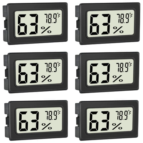 TeqyAqs Humidity Meter Indoor Thermometer 6-Pack Mini Digital Thermometer Hygrometer Indoor Temperature Humidity Meters Gauge LCD Display Fahrenheit (℉) for Humidors, Greenhouse, Reptile Tank, Cellar, Closet
