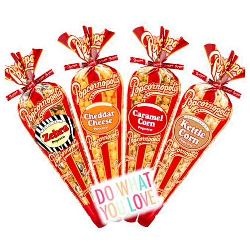 Generic Popcornopolis Gourmet Popcorn Tall Cone Premium 4 Pack & Exclusive Inspirational Sticker!