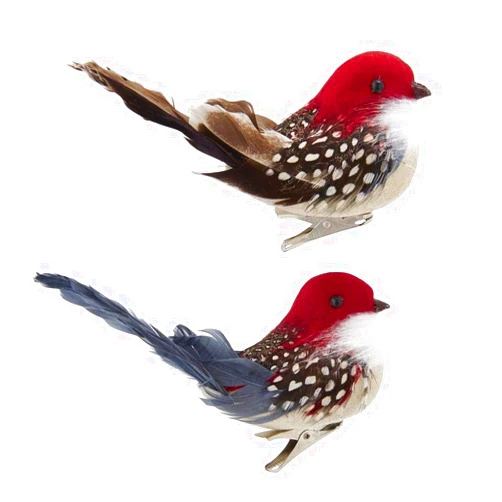 The Bridge Collection Clip-On Woodpecker Ornaments, Set of 2 Red Headed Birds with Clip for Woodland Christmas Tree