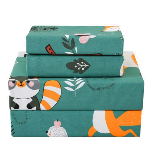 JSD Green Forest Animals Kids Sheet Set Full Size, 4 Piece Woodland Printed Microfiber Bed Sheets Deep Pocket