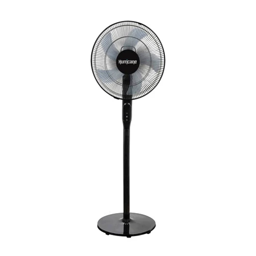 Hurricane 16 Inch Energy Efficient Adjustable Standing Fan with 12 Speed Settings and Adjustable Fan Height for Bedrooms and Indoor Use, Black