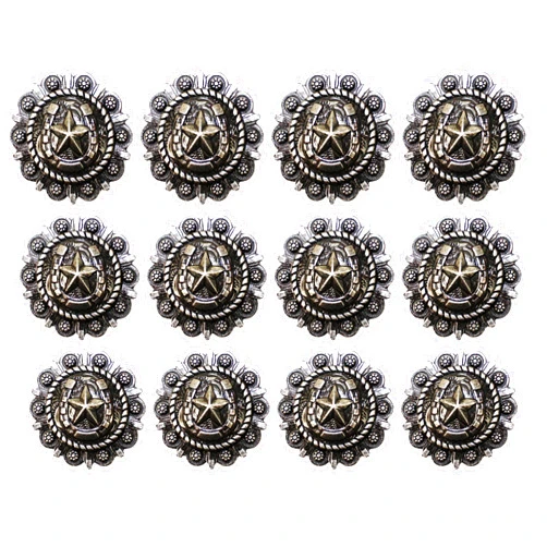 Urbalabs Nutrition Urbalabs Western Horseshoe Star Silver Concho Kitchen Cabinet Set of 12 Drawer Knobs Ranch Dresser Knobs Pulls for Country Farmhouse Old Western Drawer Knob (Large Concho Silver Horseshoe Star)