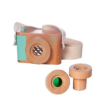 Manhattan Toy Natural Historian Wooden Camera Pretend Time Play with Clear, Green & Kaleidoscope Lenses