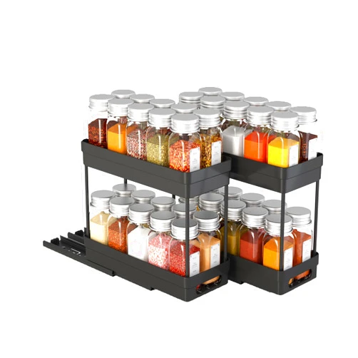XIANKE Pull Out Spice Rack Organizer for Cabinet,2-Tier Slide Out Spice Racks Organizer,Easy Installation Cabinet Organizer Seasoning Kitchen Organizer,4.4''Wx10.5''Dx8.26''H,2Pack
