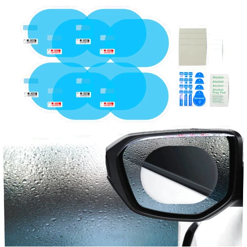 CHRYMUM 8PCS Car Rearview Mirror Waterproof Film, Car Side Mirror Rain Guard Film, Universal Nano Coating Car Film, Rainproof Waterproof Mirror Film for Car Rearview Mirrors and Side Windows