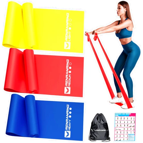 RENRANRING Resistance Bands for Working Out, Exercise Bands for Physical Therapy, Stretch, Recovery, Pilates, Rehab, Strength Training and Yoga Starter Set