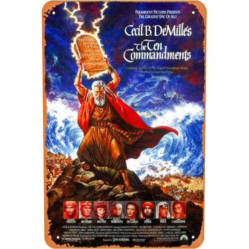 Ysirseu The Ten Commandments Movie Poster Retro Metal Tin Sign 8x12 Inch