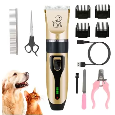 GUUFJAHAOE Dog Grooming Clippers kit Low Noise Cordless Clippers Electric Quiet with USB Rechargeable Pets Hair Trimmers Dog Grooming Supplies Shaver Shears Dog Nail Clippers for Dogs Cats