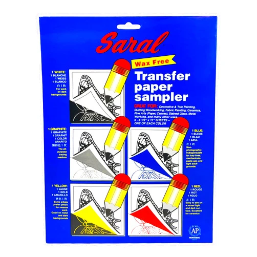 Saral Paper Corp Wax Free Transfer Tracking Paper Sampler Pack - One 8.5 Inches x 11 Inches Sheet for Each Color (Red, Blue, Yellow, White, Graphite)