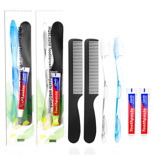 HQSLsund 100 Pack Disposable Toothbrushes with Toothpaste and Comb for Homeless Individually Wrapped,10g Travel Toothpaste,7inch Black Hair Comb