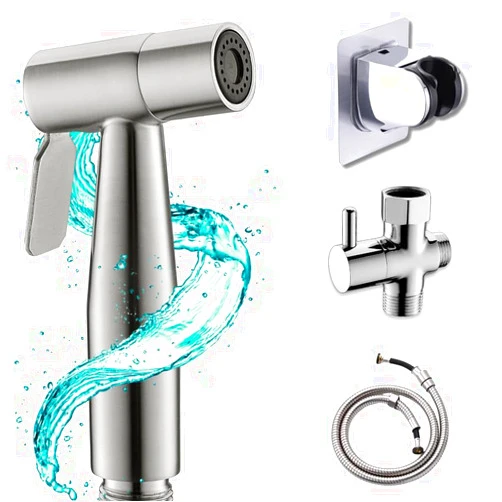 SS Serene Spray Handheld Bidet Sprayer for Toilet - Bidet Attachment for Toilet with Adjustable Water Pressure Jet Spray for Toilet & Feminine Wash, 2 Mount Types, Stainless Steel Bathroom Hose Kit Toilet Sprayer