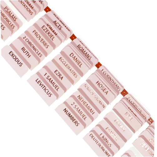 Idyllic Grace - Melted - Bible Tabs - Rose Gold Foil - Bible Journaling - Study - Old and New Testament - Christian - Catholic - Apocrypha - Index Tabs - 90 Tabs - Glossy Laminated - Durable