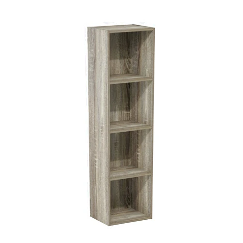 Furinno Luder Bookcase / Book / Storage, 4-Tier Cube, French Oak